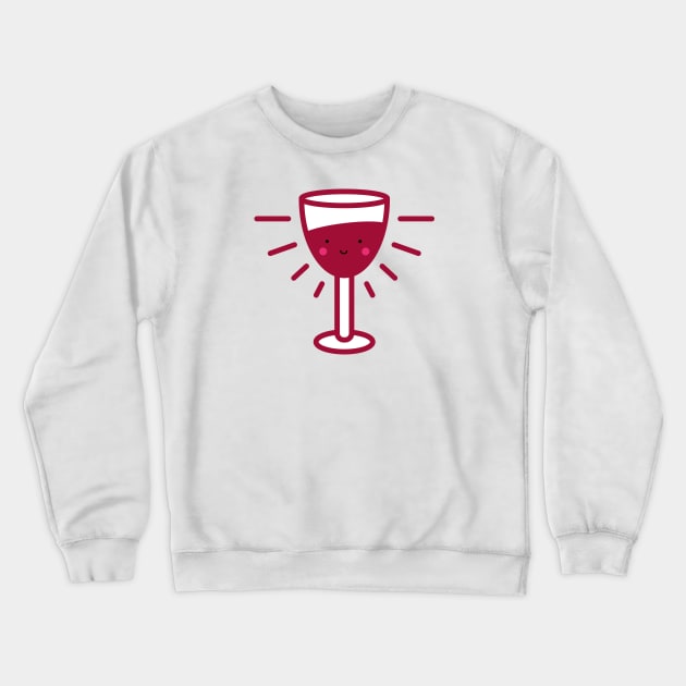 Kawaii Red Wine Glass Crewneck Sweatshirt by designminds1